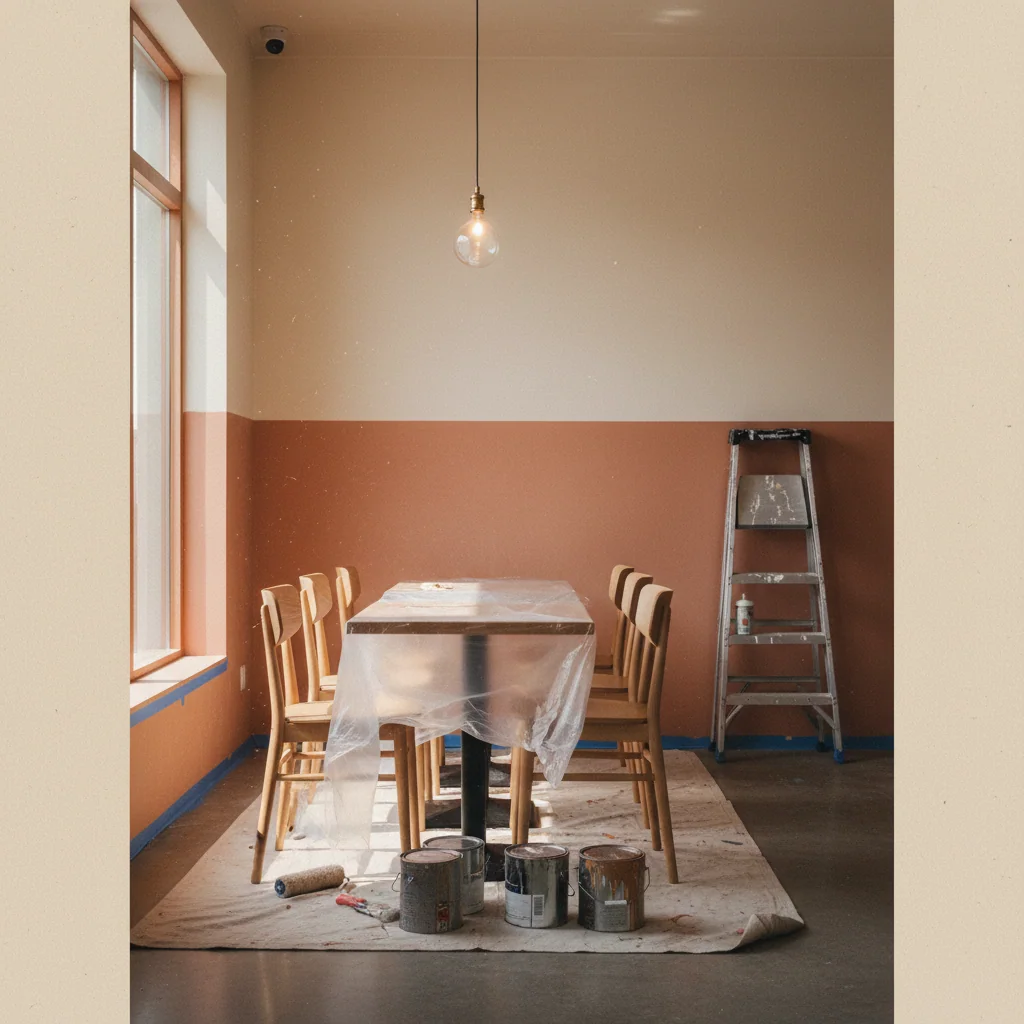 Interior de restaurante pintado por Kalid Pintores