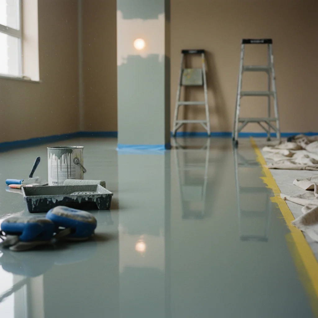 Aplicación de suelo epoxi con rodillo